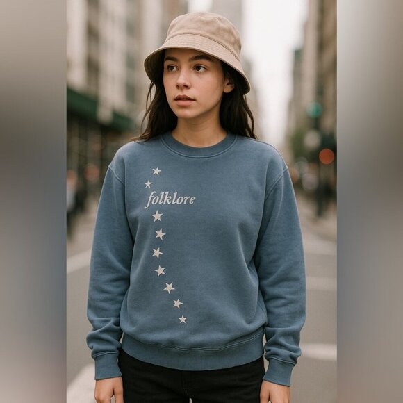 Folklore Taylor Swift Swifty Cardigan Sky Blue Eras Sweatshirt Size Small - Picture 1 of 15